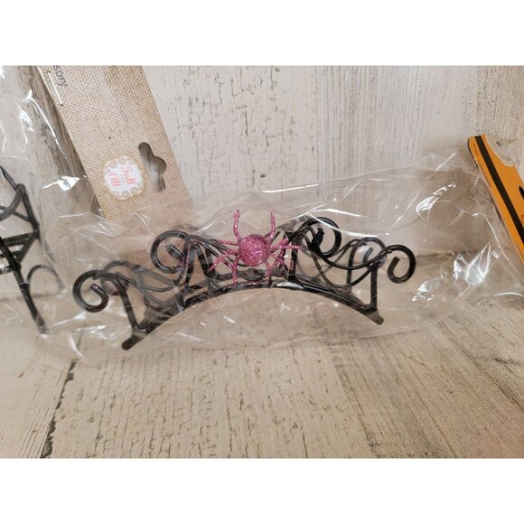 Halloween metal bat bench spider bridge village accessory set unique - Picture 4 of 7